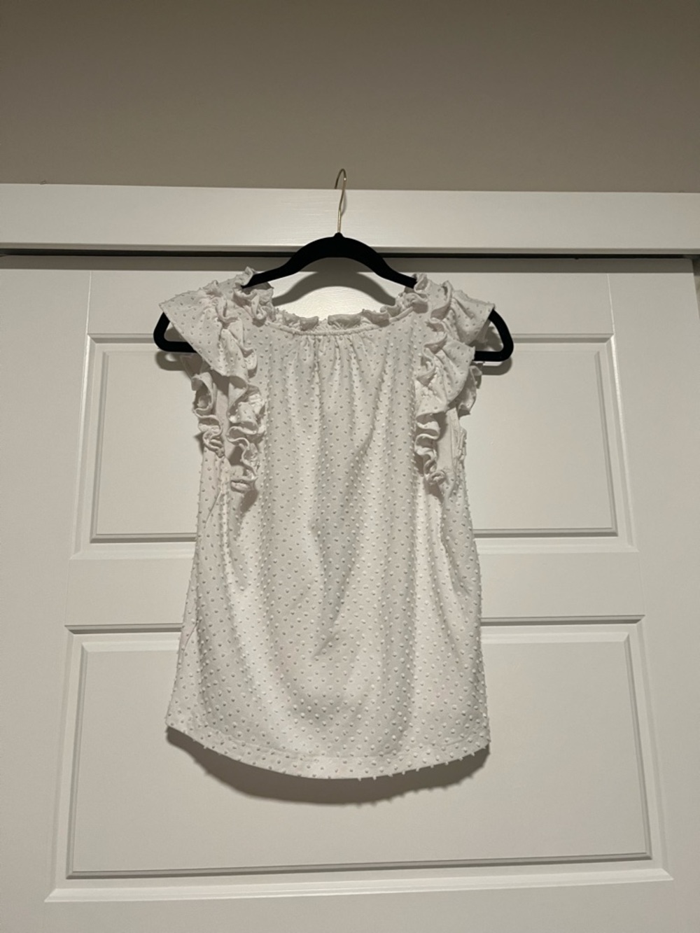 J Crew White Swiss Dot Ruffle Sleeve Women's Top - Picture 3 of 3